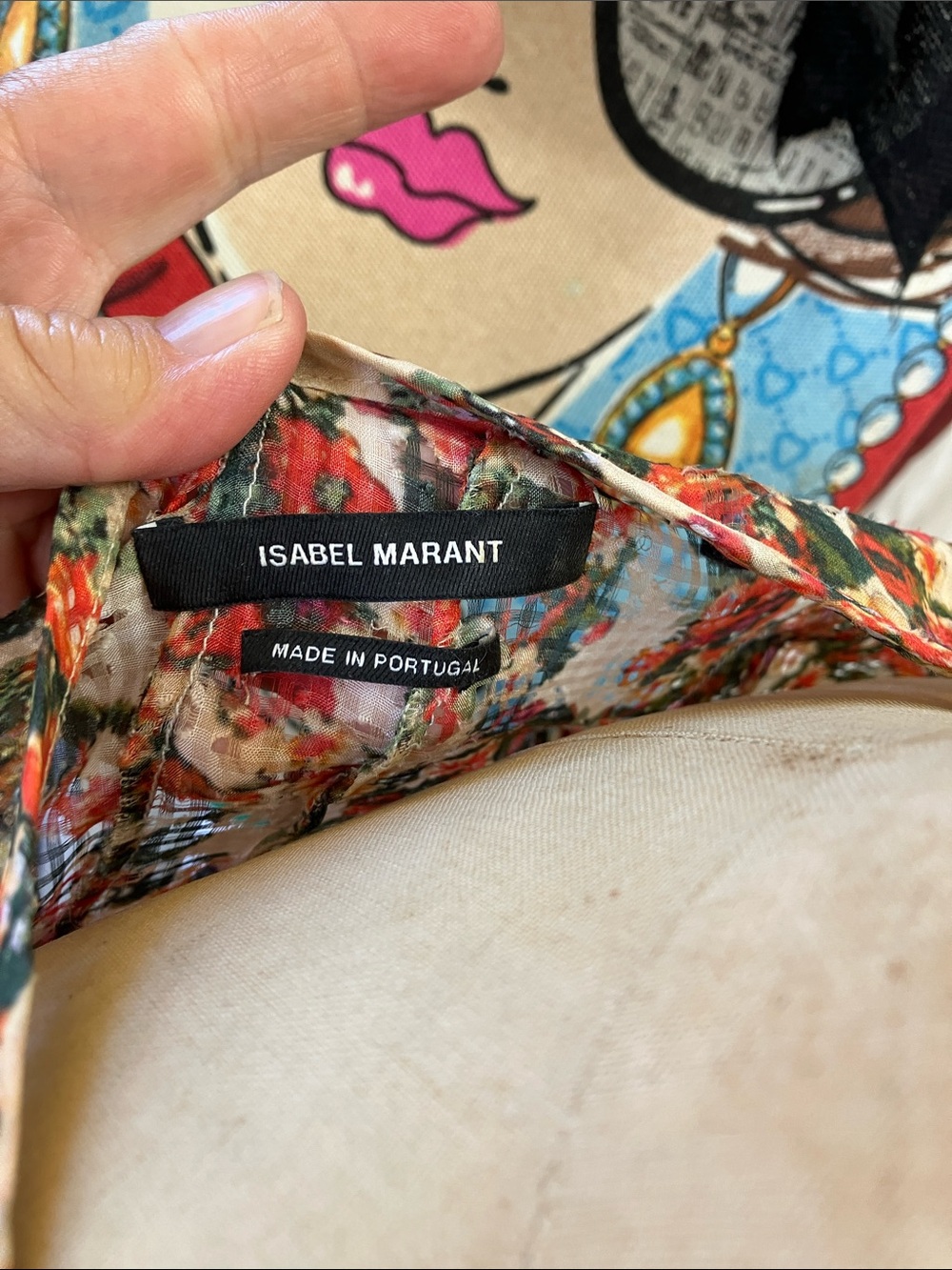 Isabel Marant Fliren Spring Flower Blouse Orange Cream Silk Blend Size 38 Medium - Picture 6 of 10